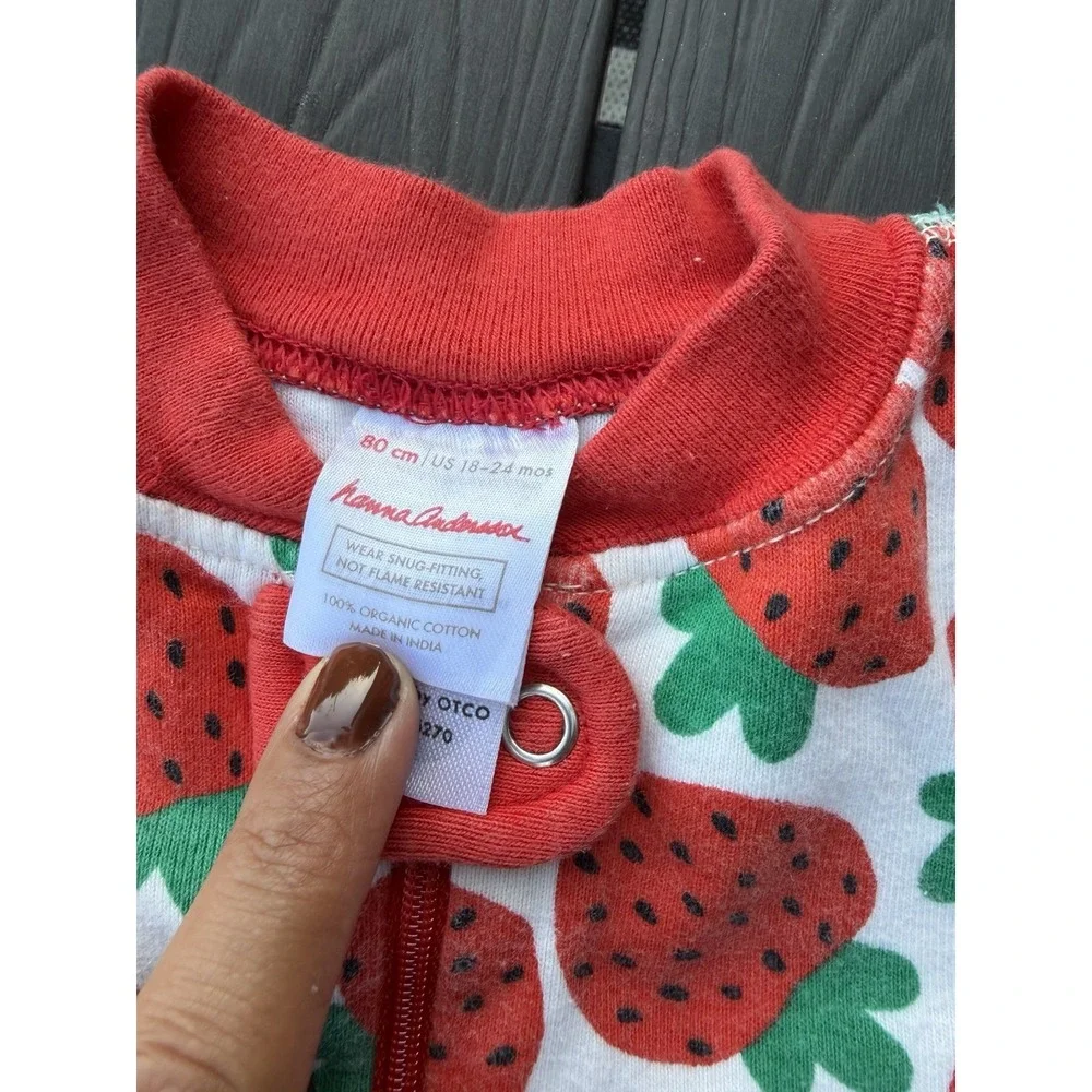 Girls Strawberry One Piece Pajama Hanna Anderson Size 18-24 Months